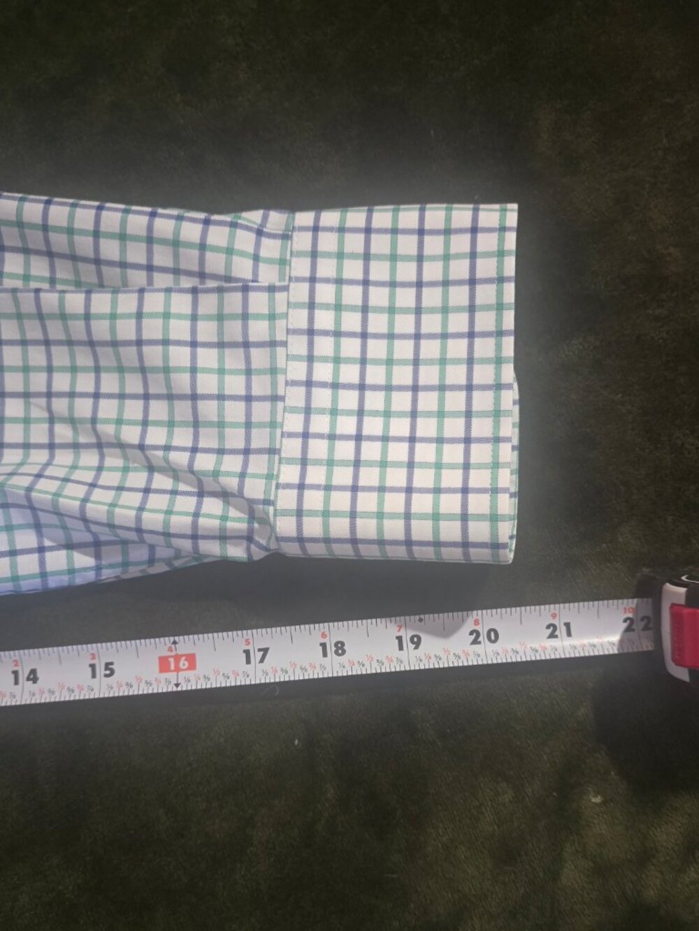 Peter Millar Men's XL Tattersall Check Sport Shirt Green Navy Long Sleeve - Picture 6 of 8